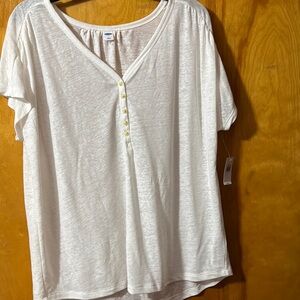 Women's White Button-Front Top